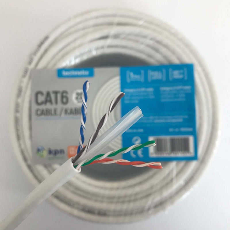 CAT6 UTP Netwerkkabel - Wit - Solid - per meter
