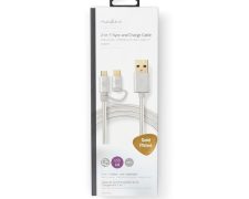 Nedis USB Micro-B Male 480 Mbps 2 meter Verguld Rond Gebreid Aluminium Cover Window Box