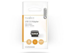 Nedis USB 2.0 USB-A Male – USB-C Female 480 Mbps Vernikkeld Zwart