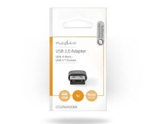 Nedis USB 2.0 USB-A Male – USB-C Female 480 Mbps Vernikkeld Zwart