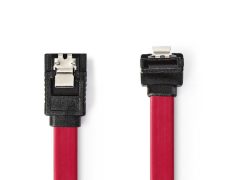 SATA 3Gb / s-Kabel knie 90 graden Female SATA 7-Pins Female Polyvinylchloride 0.50 m Plat Rood