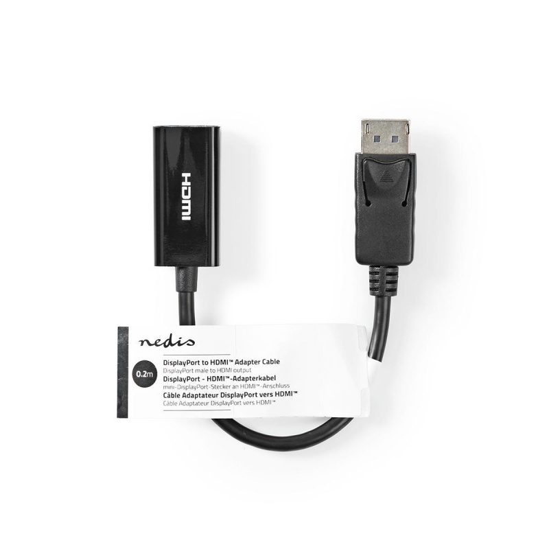 DisplayPort Male | HDMI™ Output | Vernikkeld | 0.20 m | Rond |