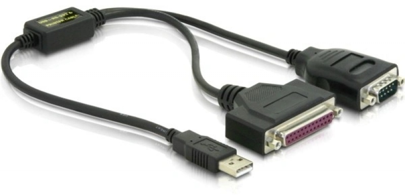 Delock Adapter USB > serial / parallel – USB 1.1 – RS-232 – 0.5 m – Zwart