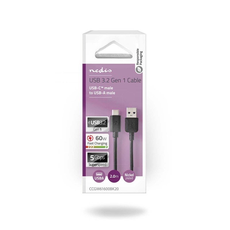 Nedis USB 3.2 Gen 1 USB-A Male | USB-C Male 60 W 5 Gbps 2 meter