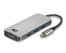 ACT AC7024 interface hub USB 3.2 Gen 1 (3.1 Gen 1) Type-C 5000 Mbit / s Grijs