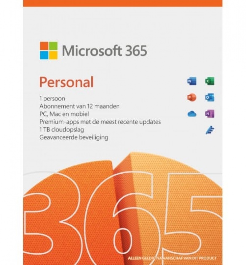 Microsoft Office 365 Personal ESD licentie- Nederlands – 1 jaar abonnement