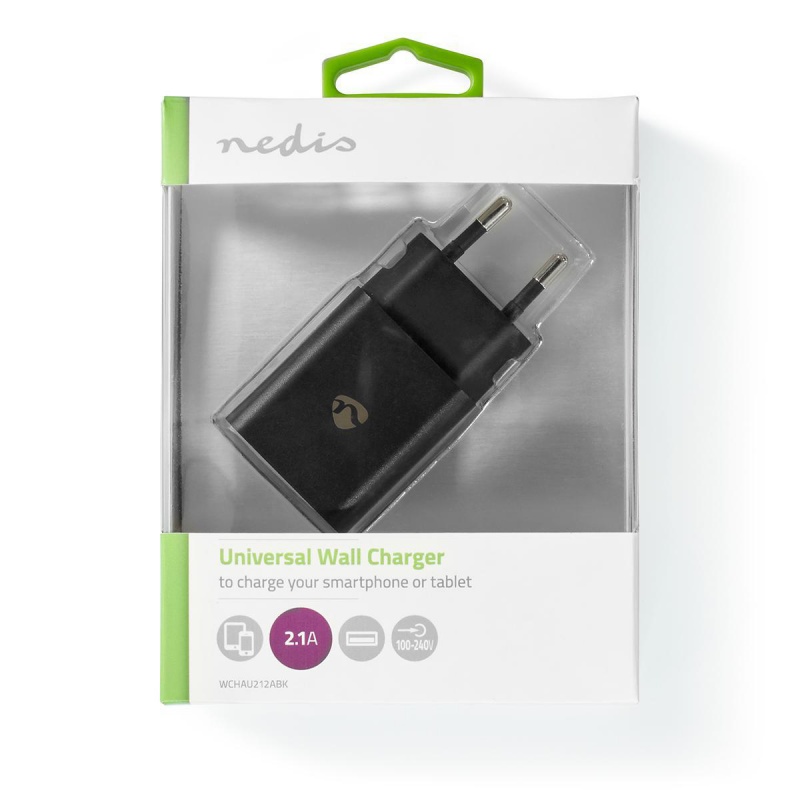 Nedis Oplader zwart  1x 2,1 A outputs: 1 Poorttype: USB-A Geen Kabel Inbegrepen 10.50 W