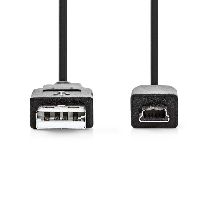 USB-Kabel  USB 2.0 | USB-A Male | USB Mini-B 5-Pins Male | 480 Mbps | Vernikkeld | 2.00 m | Rond | PVC | Zwart