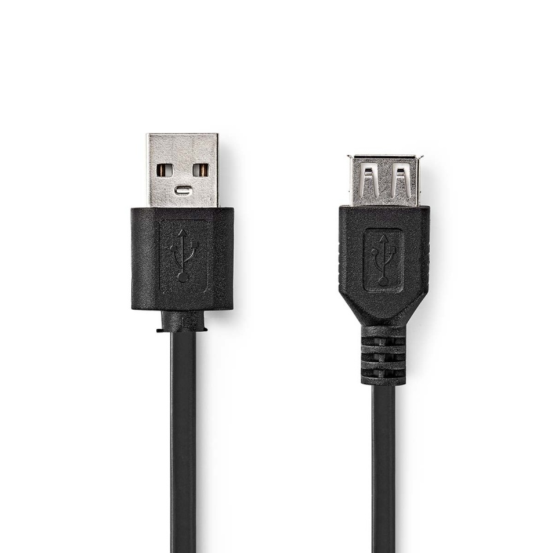 Nedis USB 2.0 | USB-A Male | USB-A Female | 480 Mbps | 0.20 m | Zwart
