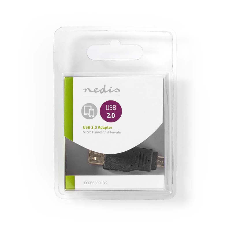 Nedis USB 2.0-Adapter Micro-B Male - A Female Zwart