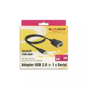 DELOCK Adapter USB Type-A -> Serieel RS232 DB9-St ESD 120cm