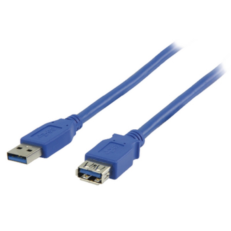 USB 3.0 Verlengkabel USB A Male – USB A Female Rond 1.00 m Blauw