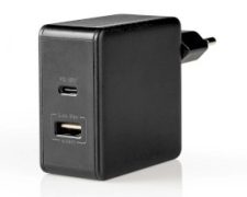 Nedis oplader 57 W | PD3.0 45W | Snellaad functie | 2.25 / 2.4 / 3.0 A | Outputs: 2 | USB-A / USB-C