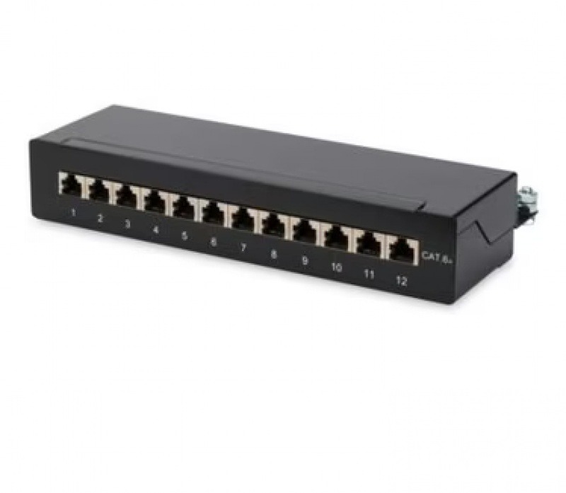 DIGITUS Patchpanel 1HE 12-Port Cat6A afgeschermd zwart