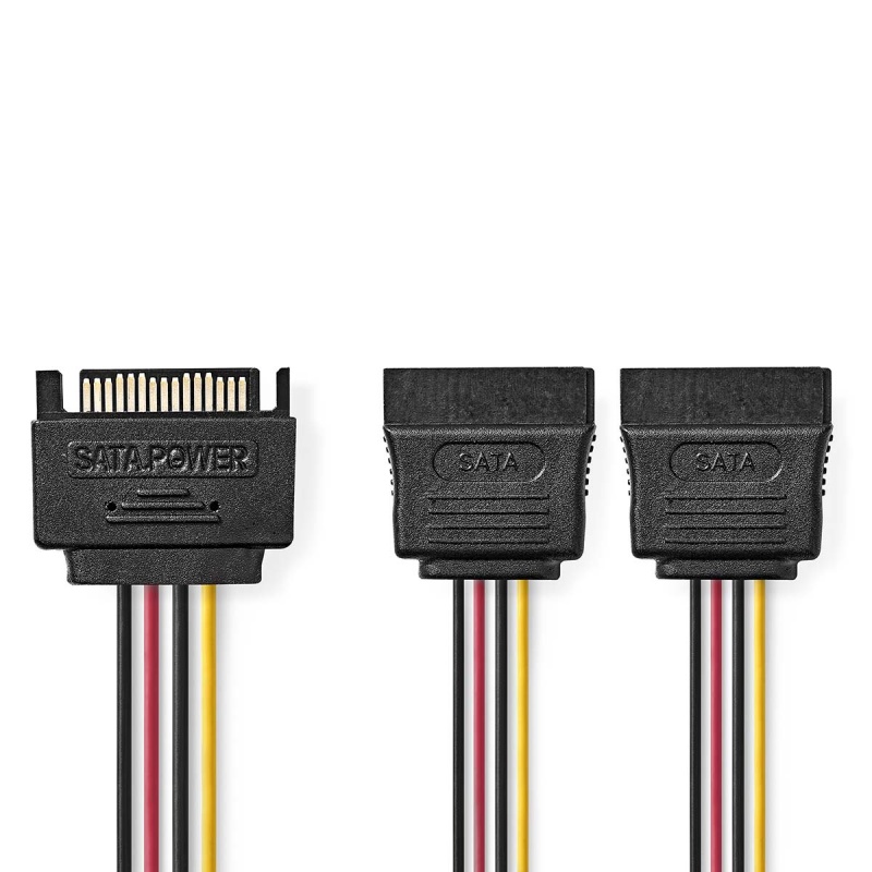 Nedis Interne Voedingskabel SATA 15-Pins Male - 2x SATA 15-Pins Female 0,15 m