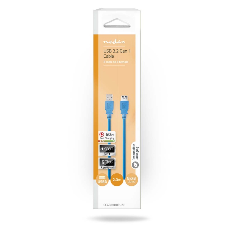 Nedis USB 3.0- verleng Kabel A Male - A Female 2 meter Blauw