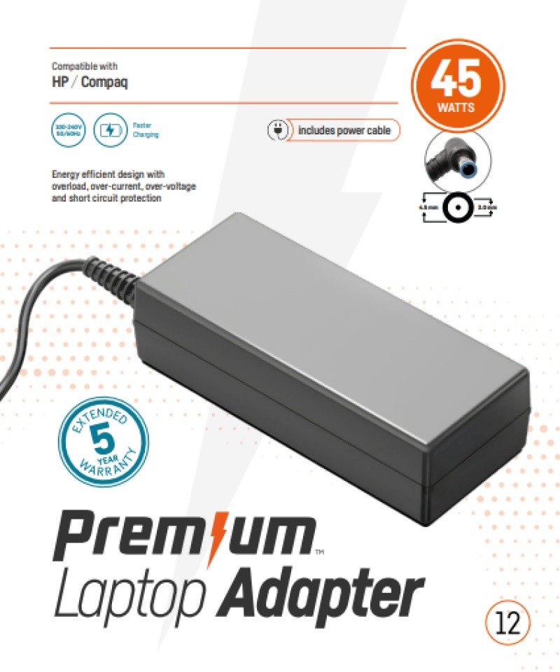 Premium adapter  HP 19V  45W  4.5mm * 3.0mm incl. netsnoer