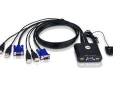 ATEN 2-Poorts USB VGA-kabel KVM-switch met externe poortselectieschakelaar