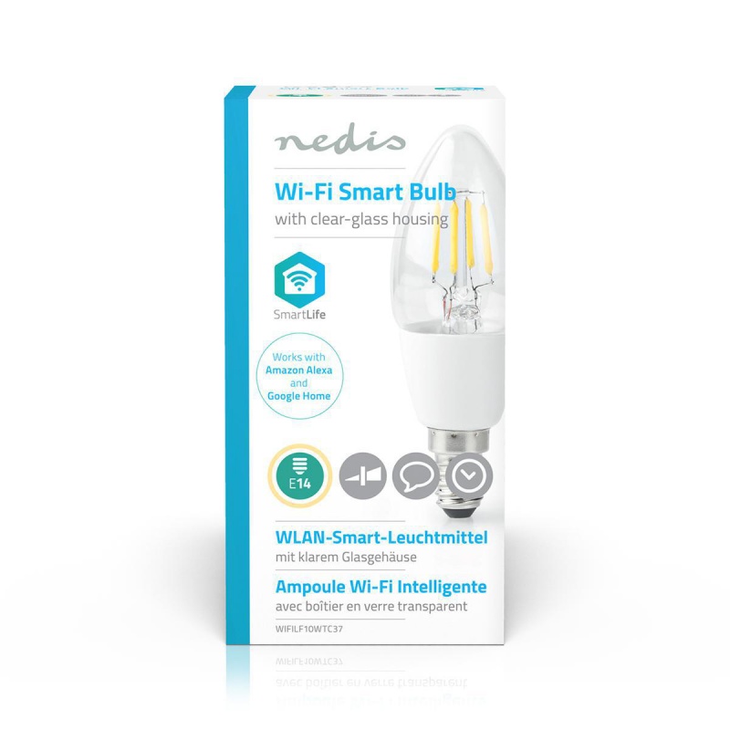 Nedis Wi-Fi Smart LED-Lamp E14 – C37 – 5 W – 400 lm – Wit